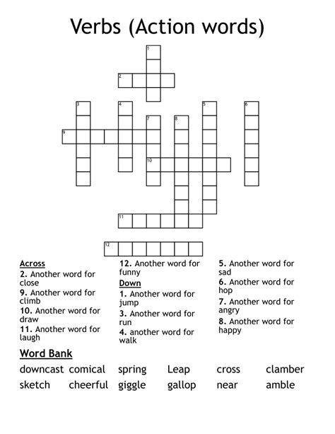action word crossword|Action word Crossword Clue Answers .